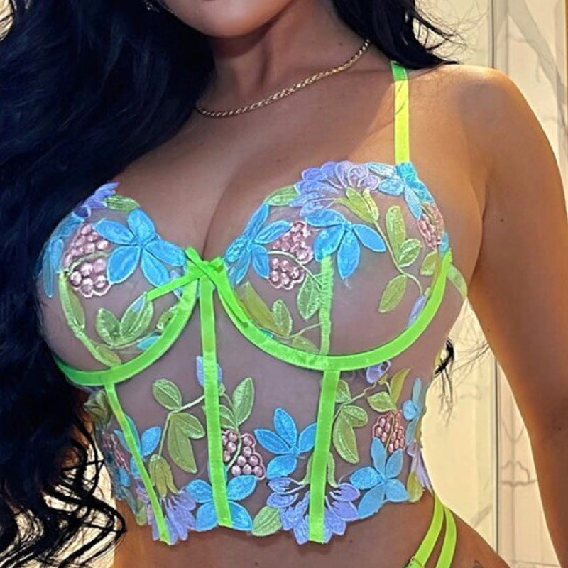 Embroidered bustier set