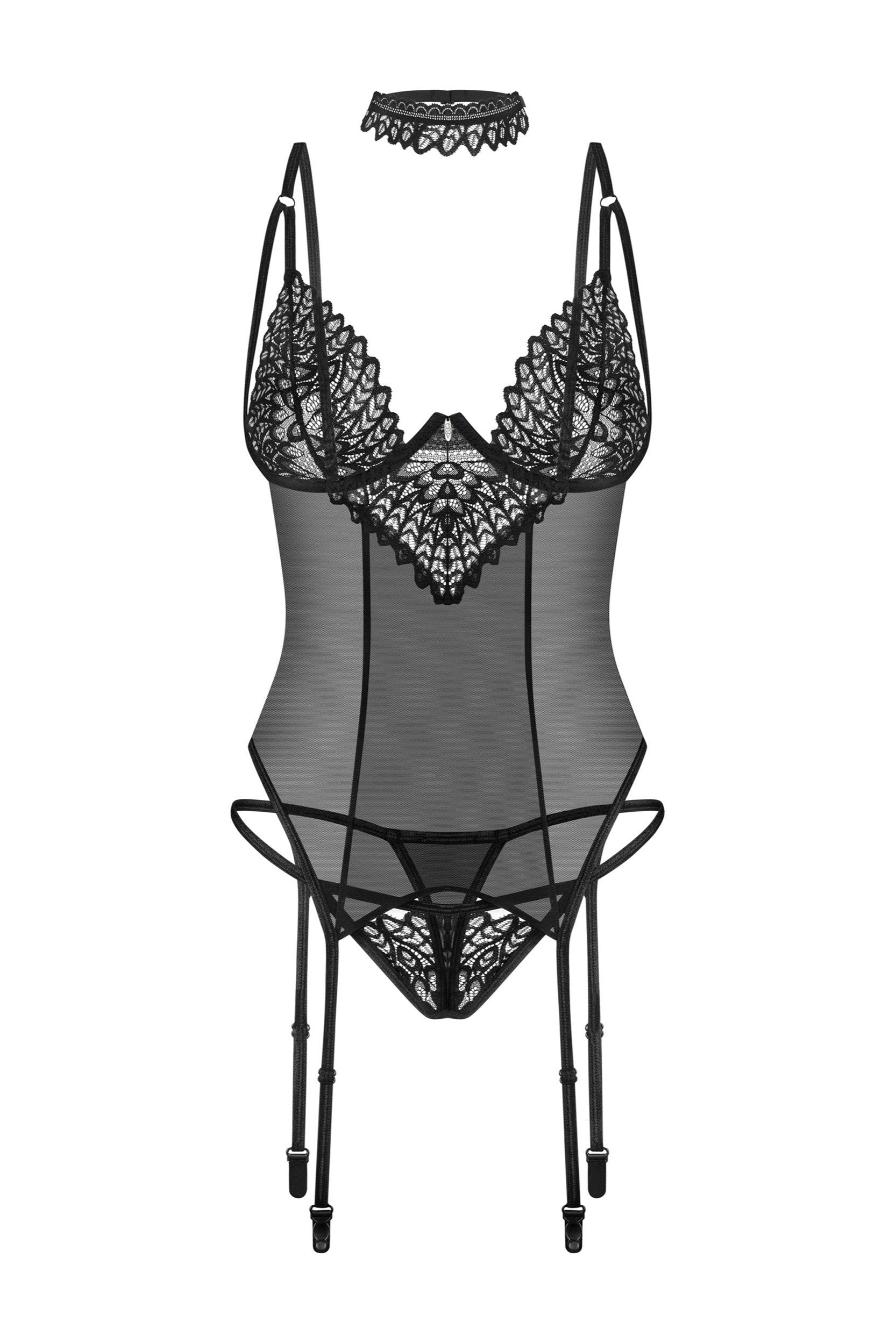 Corset thong & choker set Donarella by Obsessive