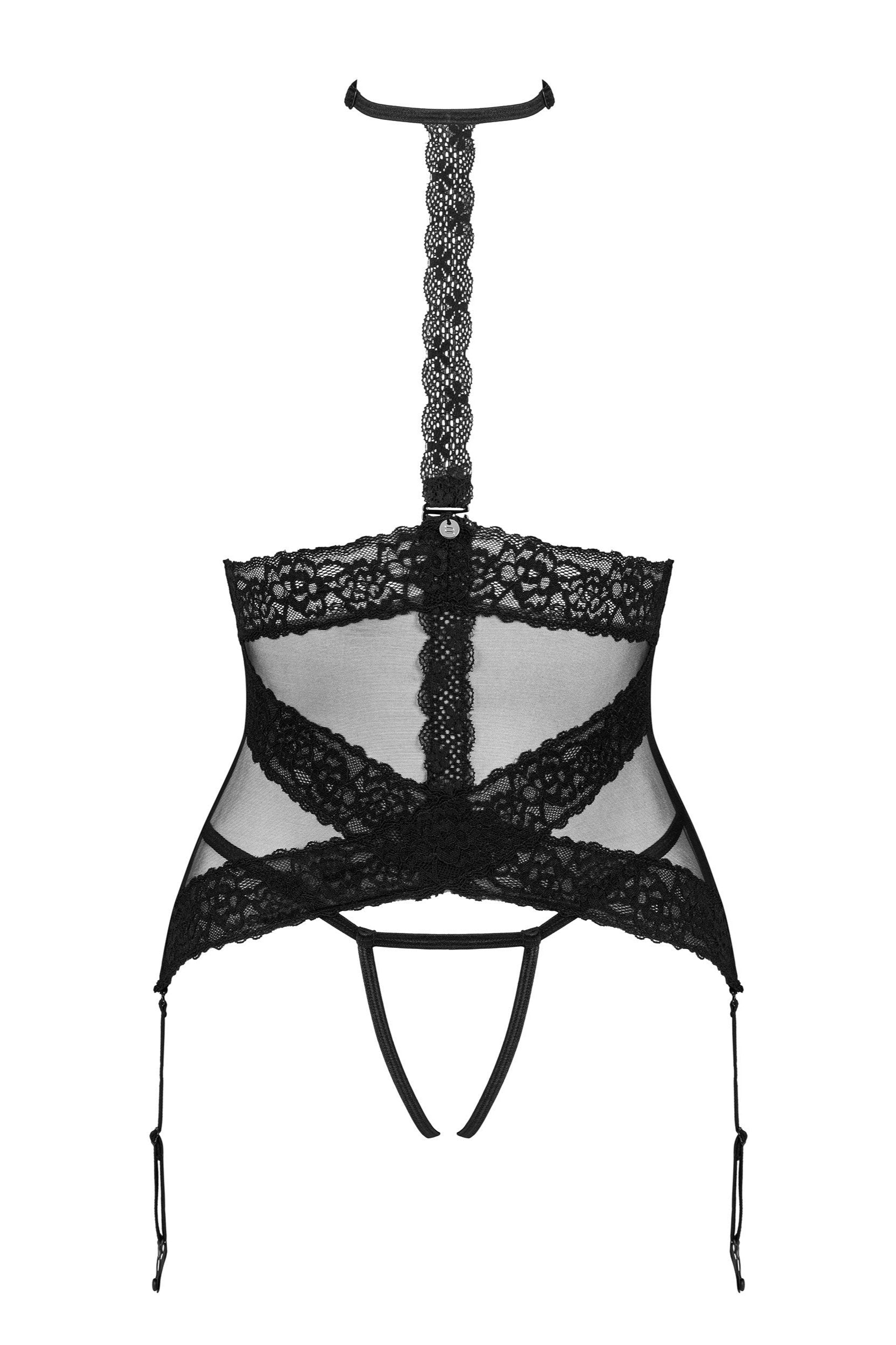 Daring black corset Lacrisia set by Obsessive