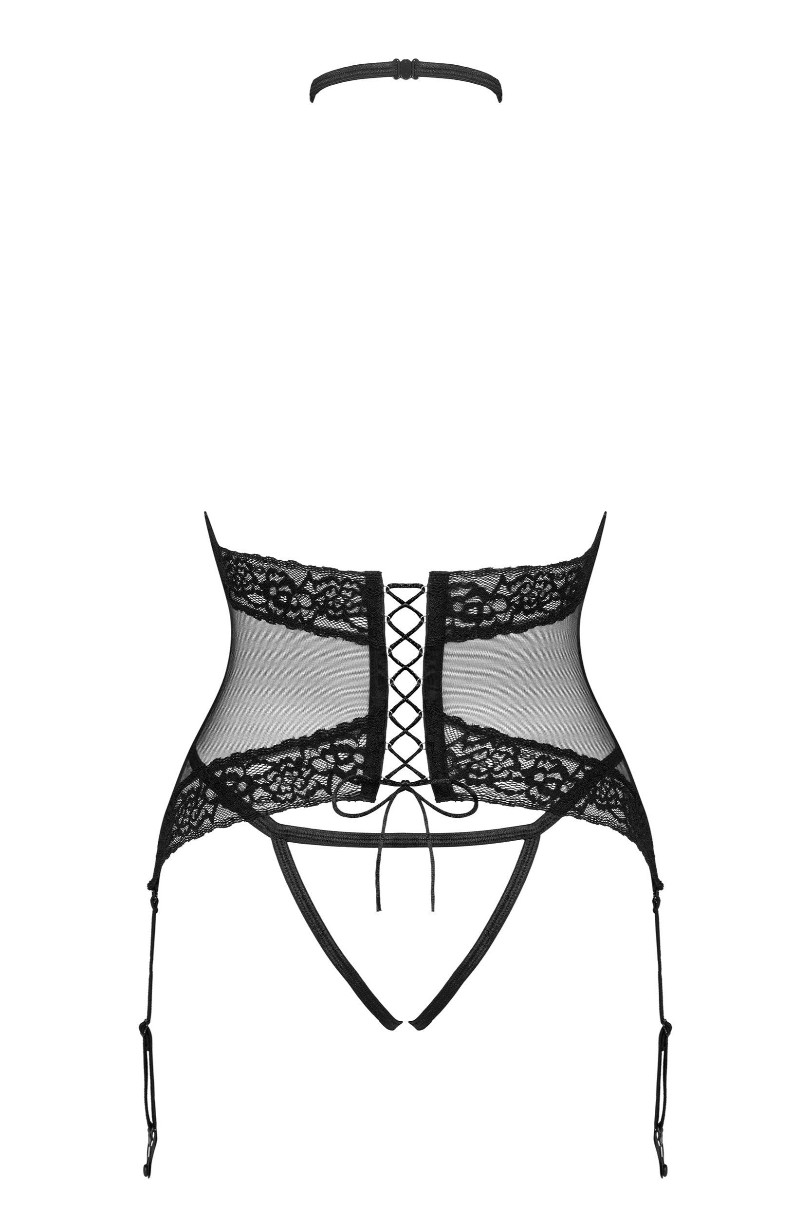 Daring black corset Lacrisia set by Obsessive