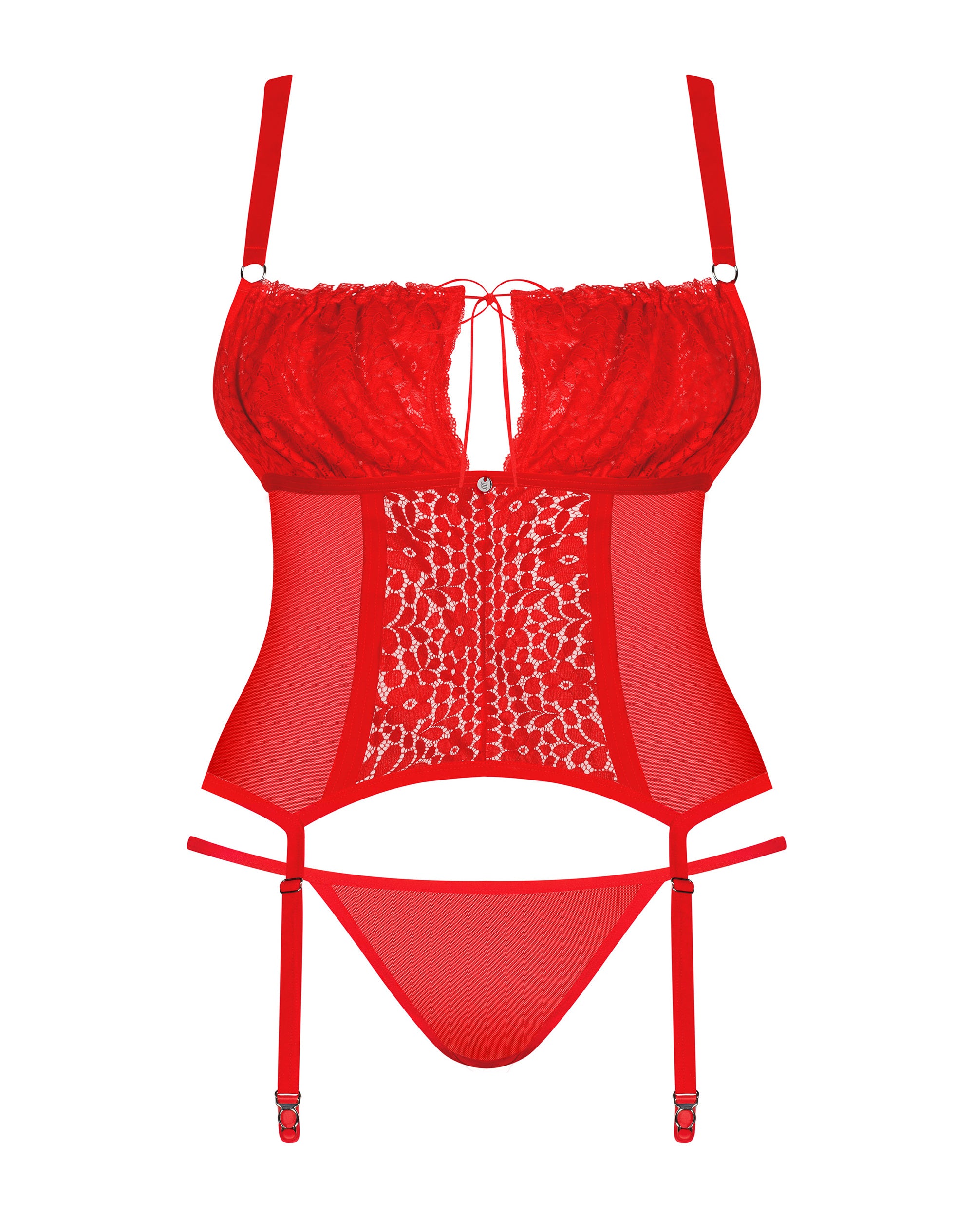 Red corset & thong set Blossmina by Obsessive