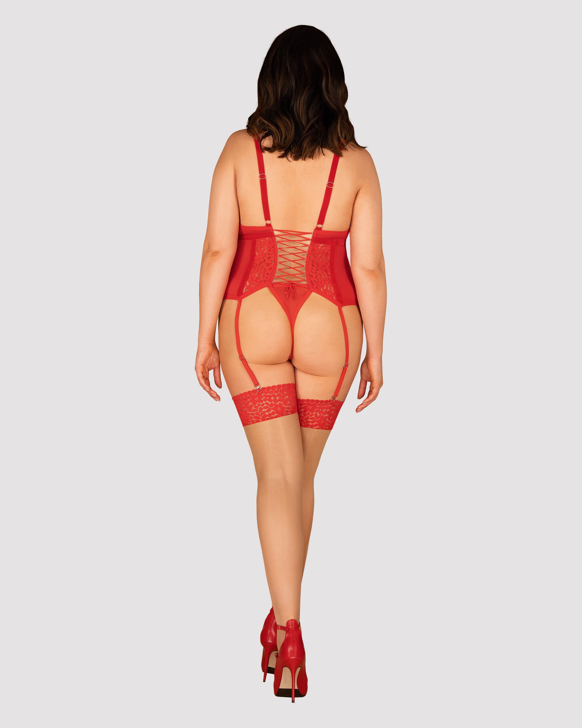 Red corset & thong set Blossmina by Obsessive