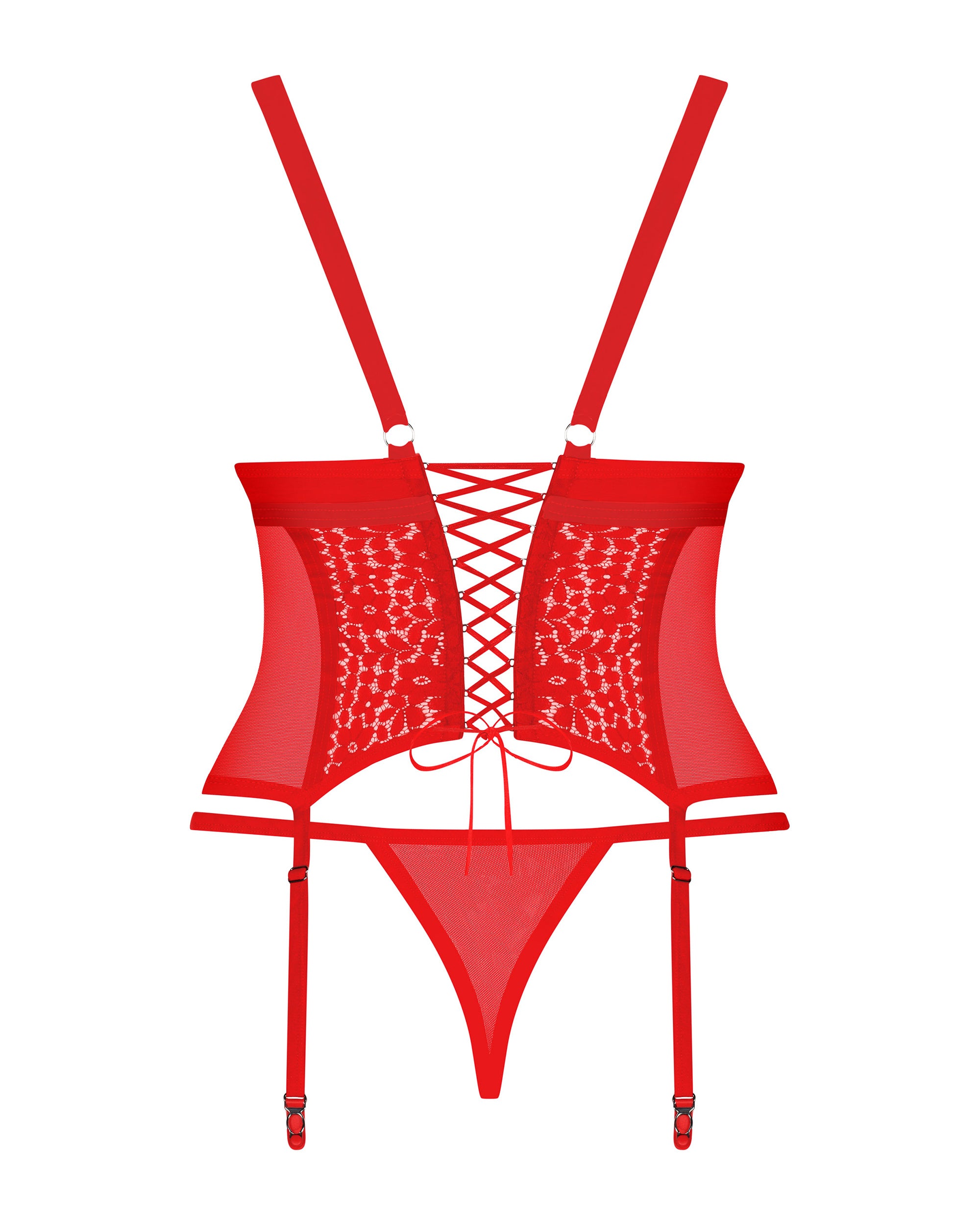 Red corset & thong set Blossmina by Obsessive